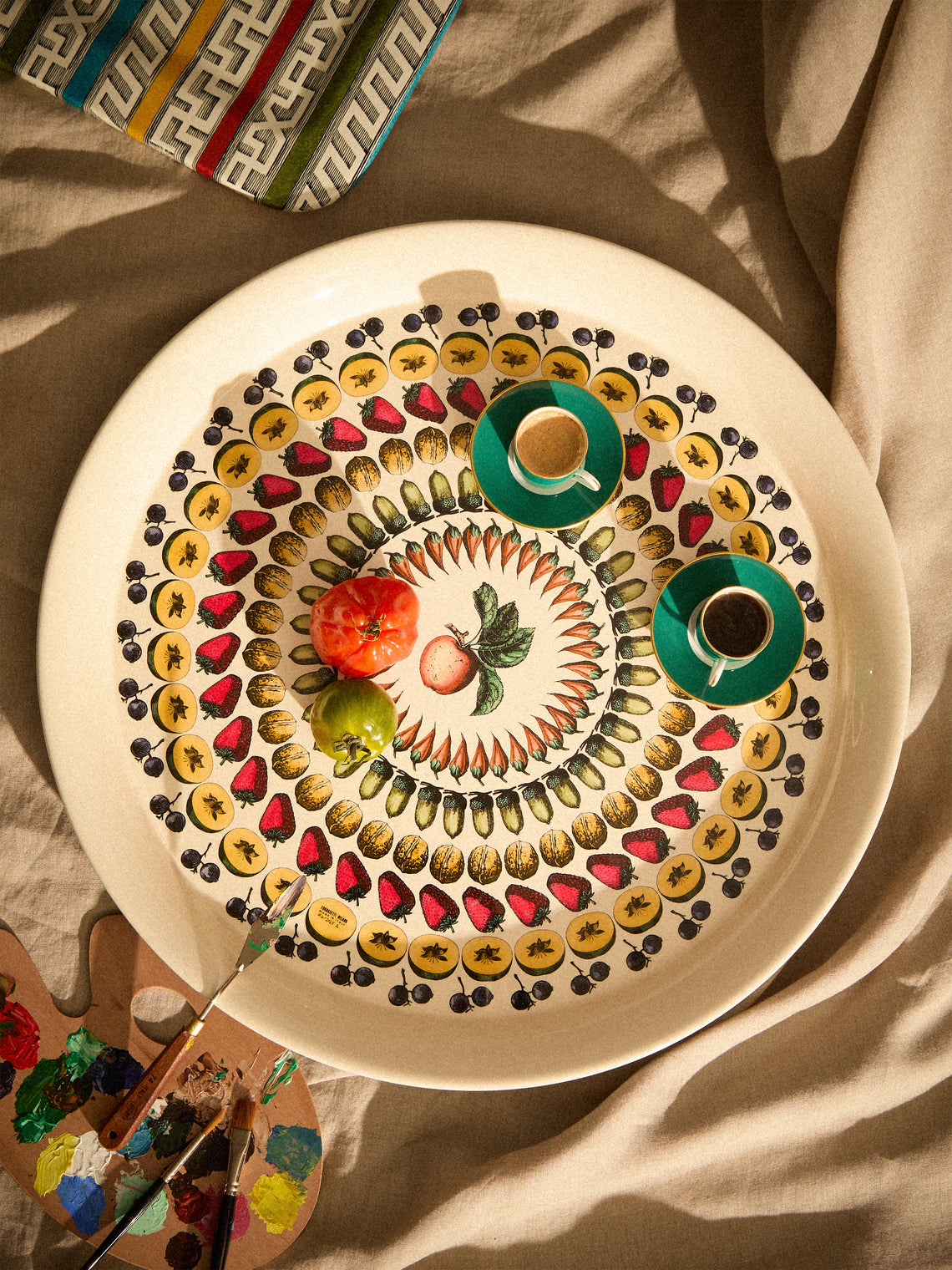 Fornasetti - Giostra di Frutta Iron Tray (23.5in/60cm) - Multiple - ABASK