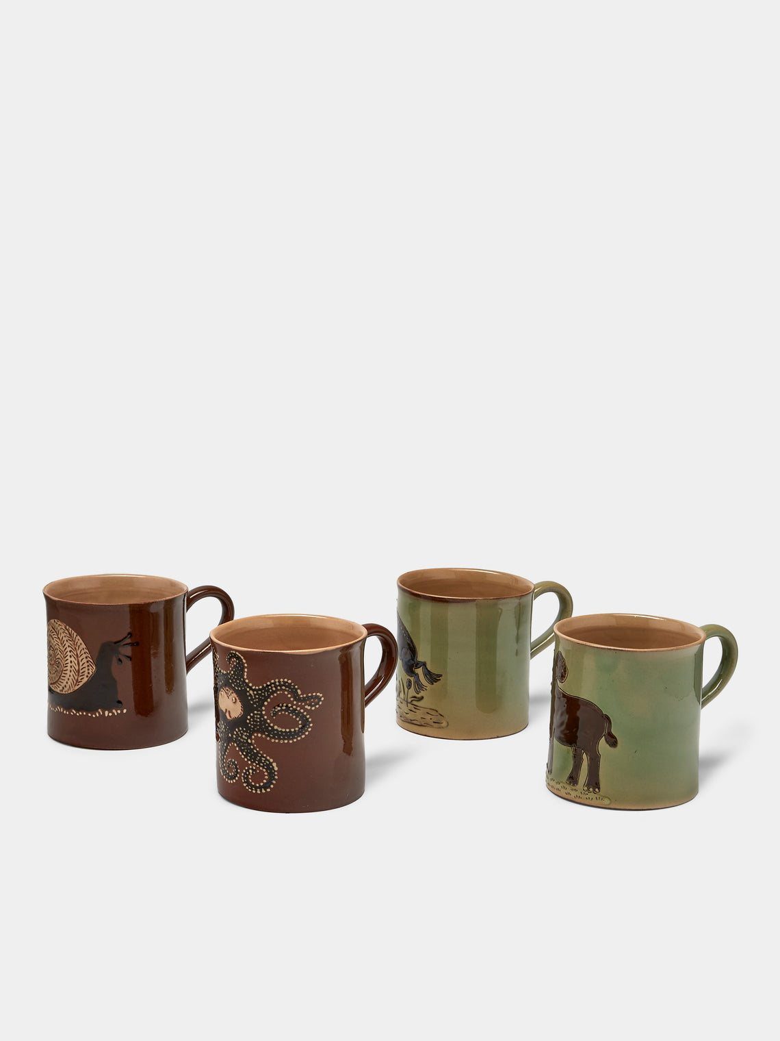 Poterie d’Évires - Animals Hand-Painted Ceramic Mugs (Set of 4) - Multiple - ABASK