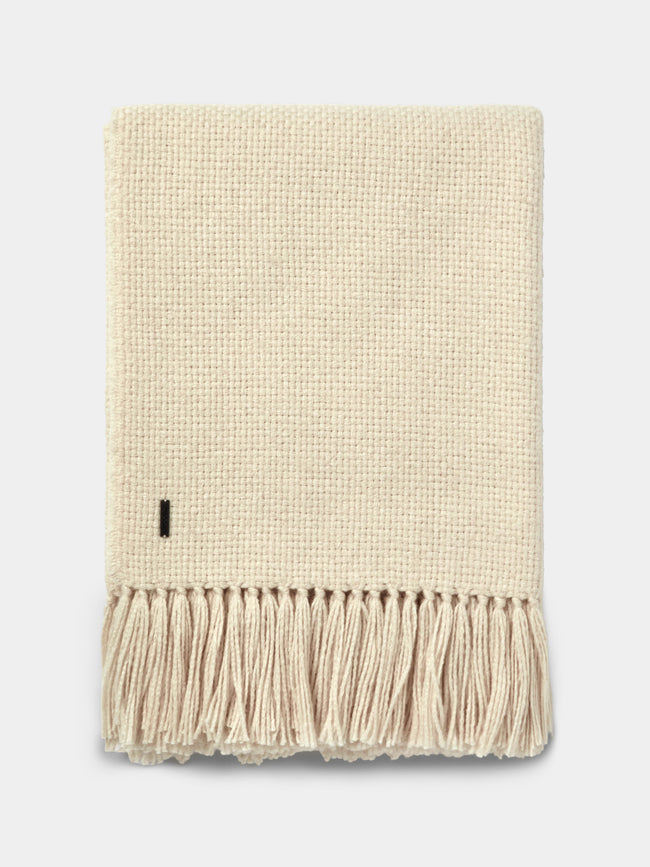 de Le Cuona - Baby Alpaca Fringed Throw (78.5in/2m) - Cream - ABASK - 