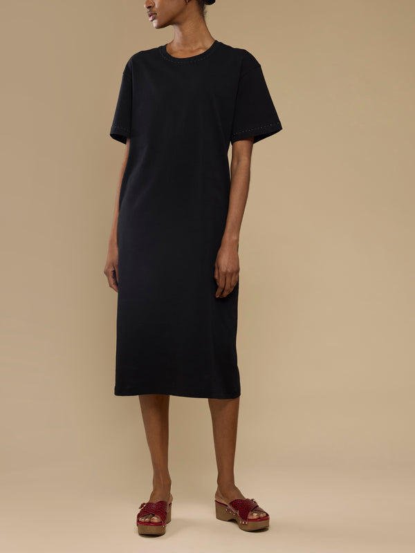 Considered Objects - Bamboo Viscose T-Shirt Dress | Size: S - Black - ABASK