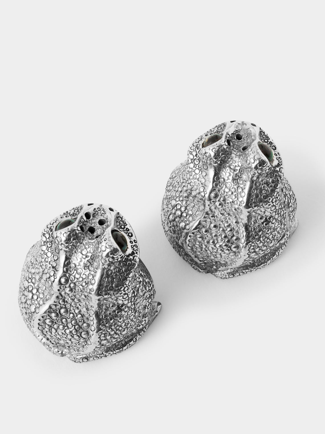Au Bain Marie - | Set of 2 | Frog Pewter Salt and Pepper Shakers - Silver - ABASK