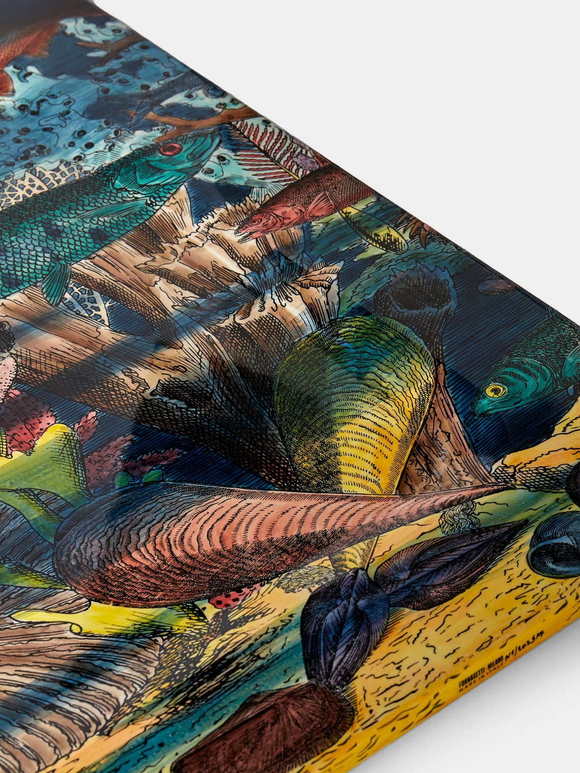 Fornasetti - Fondo Marino Wood Tray (31.5in/80cm) - Multiple - ABASK