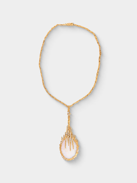 Mahnaz Collection - Vintage 1970 14-Karat Gold, Diamond and Opal Organic Necklace - Green - ABASK - 