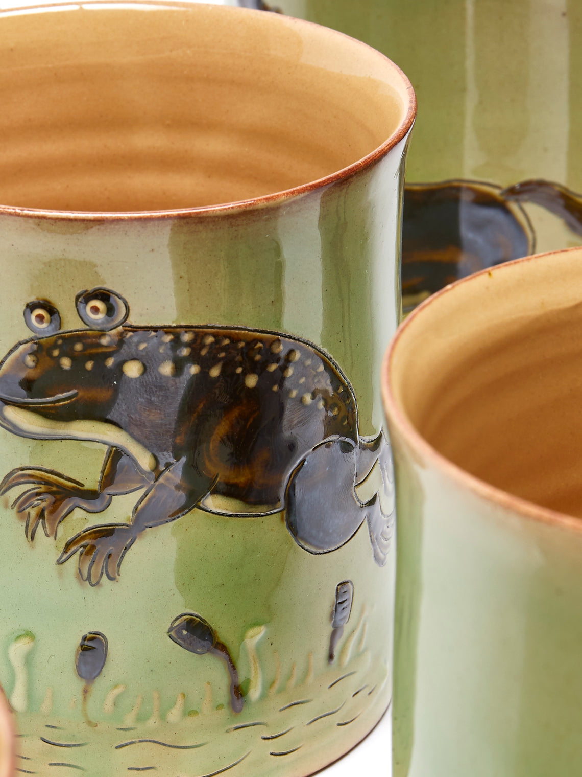 Poterie d’Évires - Animals Hand-Painted Ceramic Mugs (Set of 6) - Light green - ABASK