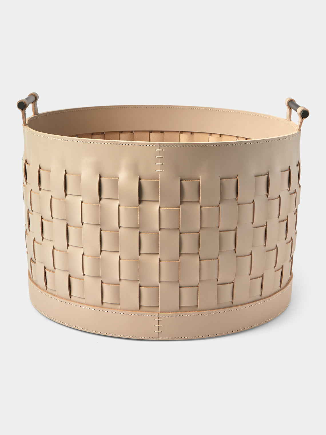 Rabitti 1969 - Ravenna Leather Round Tall Basket - Cream - ABASK - 