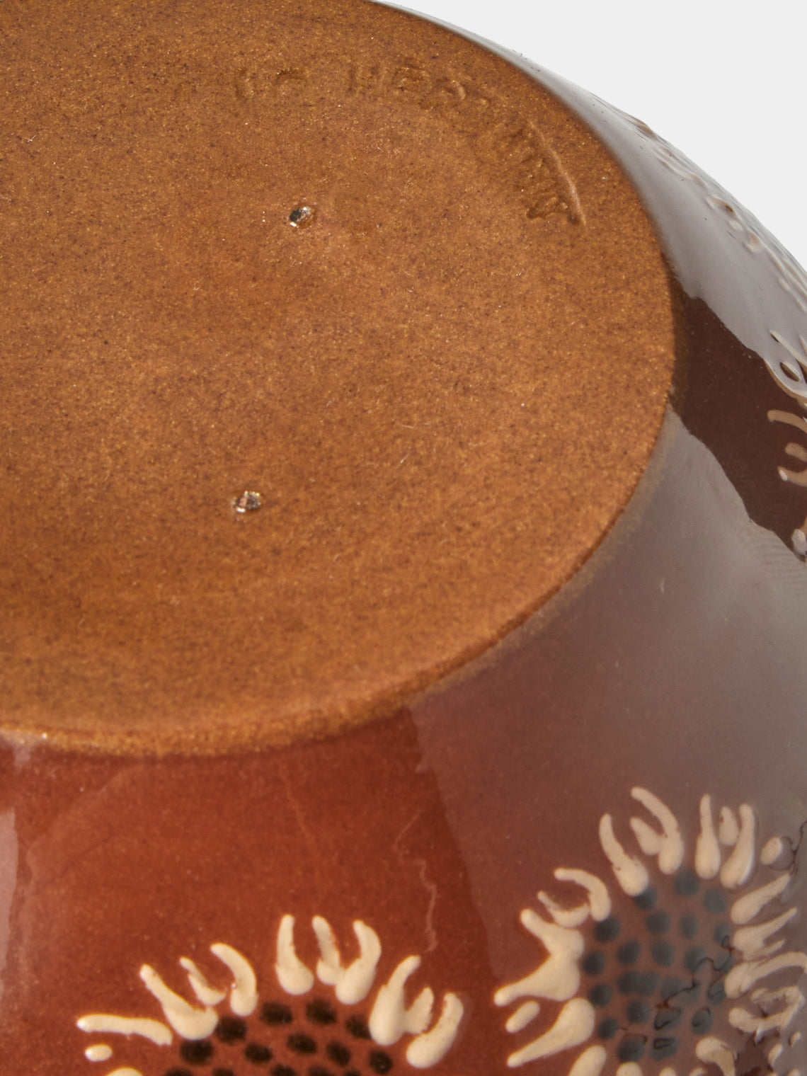 Poterie d’Évires - Flowers Hand-Painted Ceramic Vase (6.5in/17cm) - Light Brown - ABASK