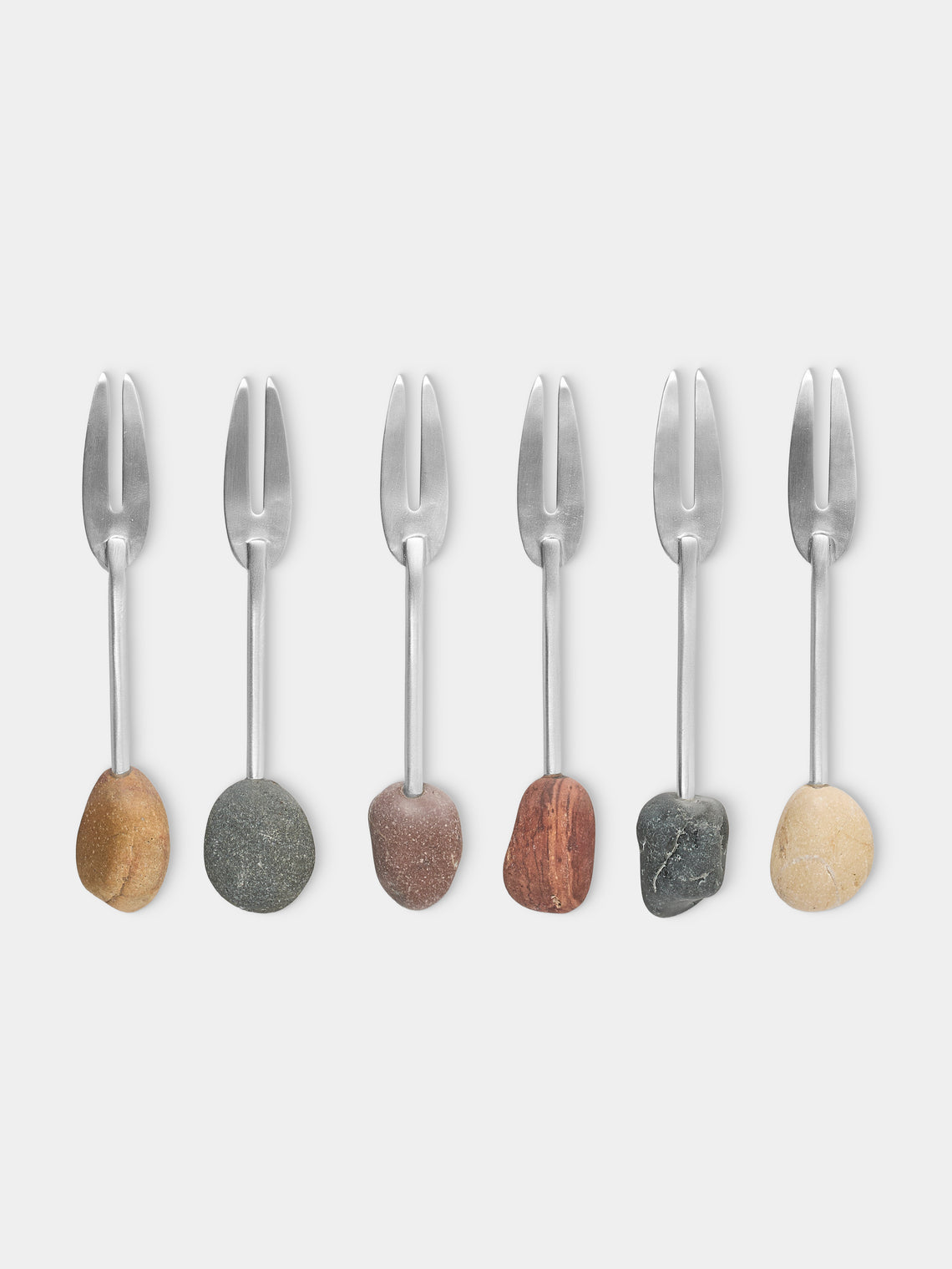 Thalia Maria Silver - Sterling Silver and Pebble Cocktail Forks (Set of 2) - Silver - ABASK - 