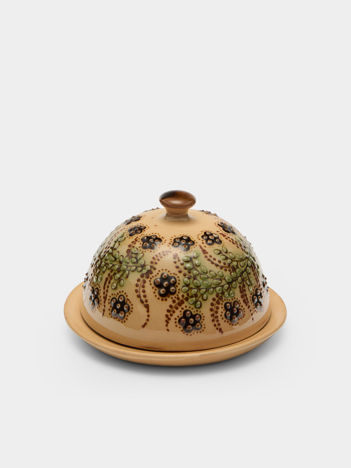 Poterie d’Évires - Flowers Hand-Painted Ceramic Small Lidded Butter Dish - Cream - ABASK - 
