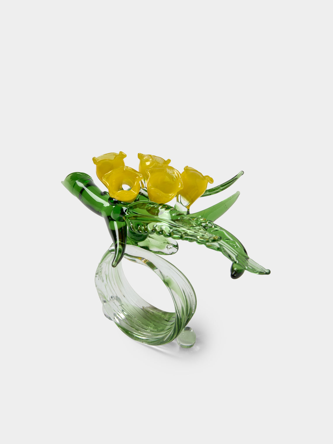 Casarialto - | Set of 6 | Floral Garden Hand-Blown Glass Napkin Rings - Multiple - ABASK