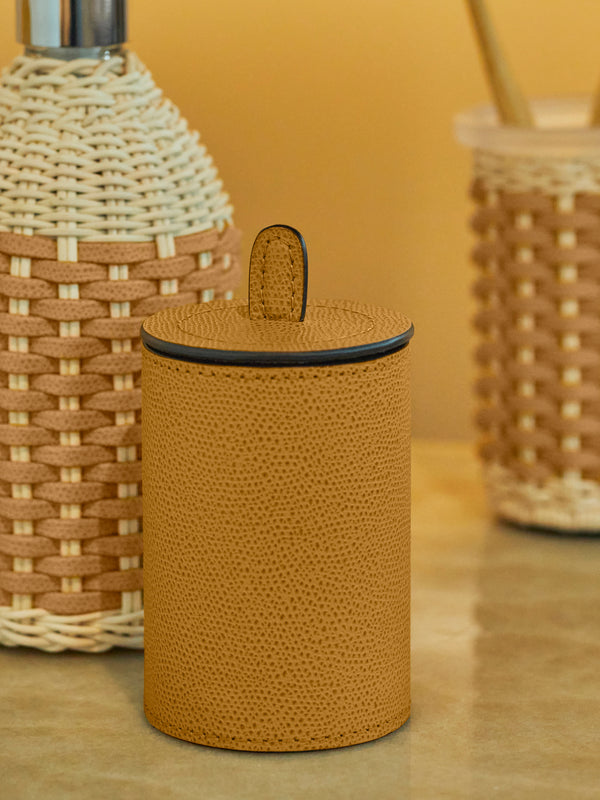 Giobagnara - Leather Cotton Buds Holder - Yellow - ABASK