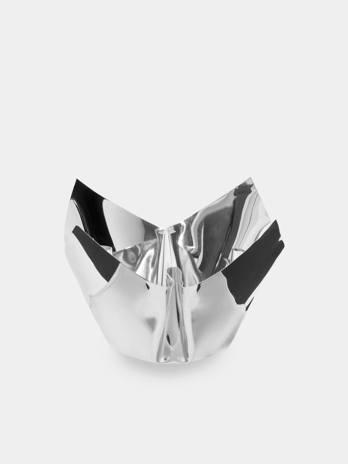 San Lorenzo - 1993 Afra and Tobia Scarpa Cartoccio Pure Silver Bowl with Tips (4in/10cm) - Silver - ABASK - 