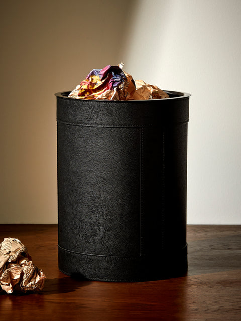 Giobagnara - Brus Leather Wastepaper Bin - Black - ABASK