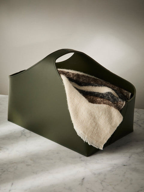 Rabitti 1969 - Arco Leather Basket with Handles - Green - ABASK
