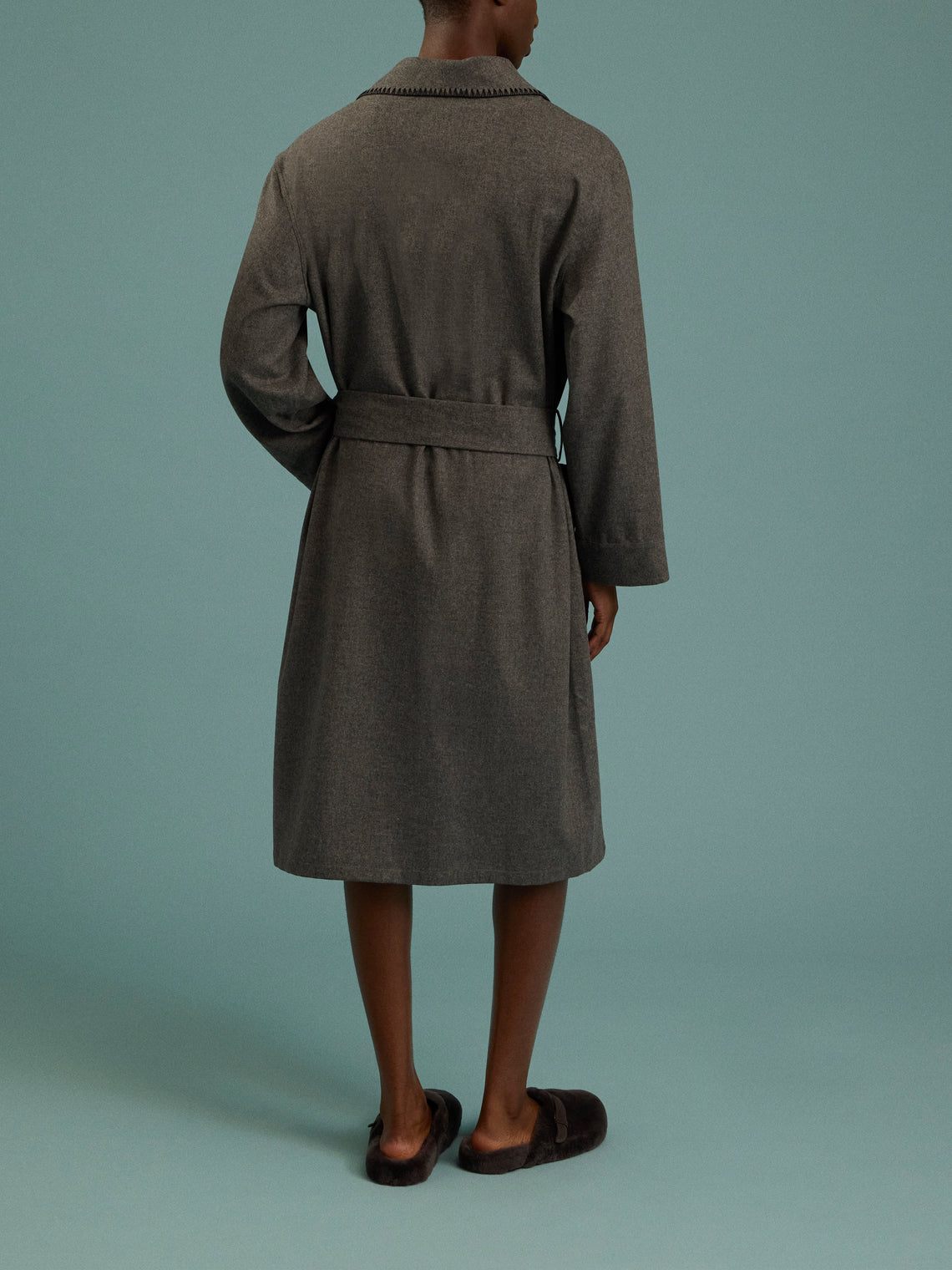 Sebline - Hand-Embroidered Wool Robe | Size: M/L - Gray - ABASK
