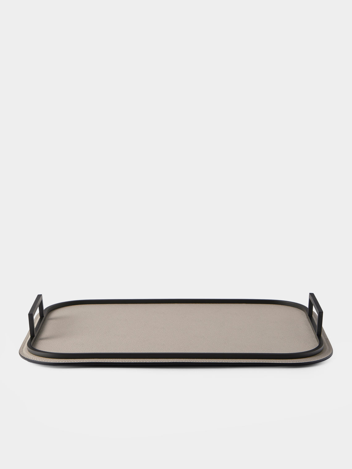 Giobagnara - Bellini Leather Tray (15in/38.5cm) - Light Gray - ABASK