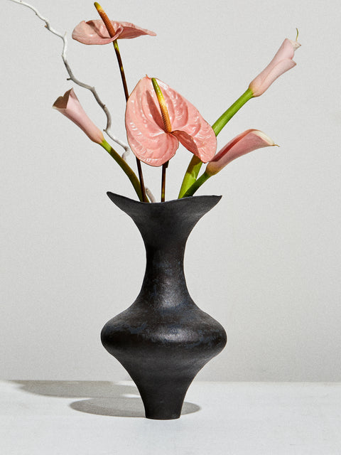 By Raffaella - Celia Hand-Coiled Stoneware Vase (12in/31cm) - Black - ABASK