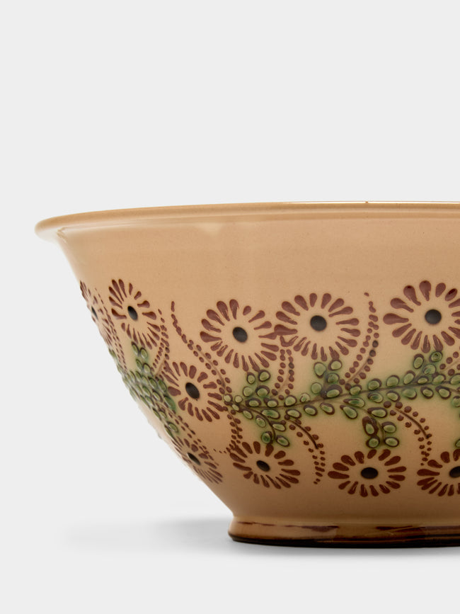Poterie d’Évires - Flowers Hand-Painted Ceramic Petite Salad Bowl - Cream - ABASK