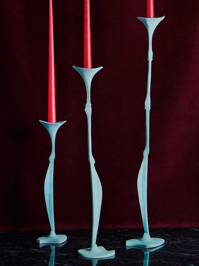 Shaha Raphael - Low Tide Fishbone Hand-Cast Brass Large Candelabra - Green - ABASK