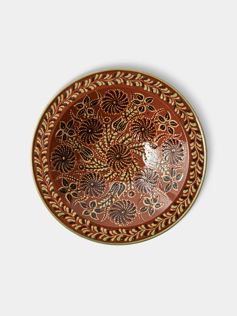 Poterie d’Évires - Flowers Hand-Painted Ceramic Serving Bowl - Light brown - ABASK
