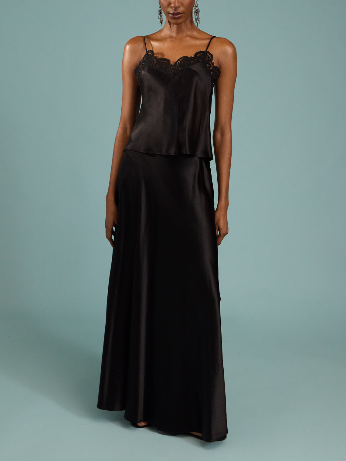 Heirlome - Antonia Silk Long Skirt | Size: S - Black - ABASK