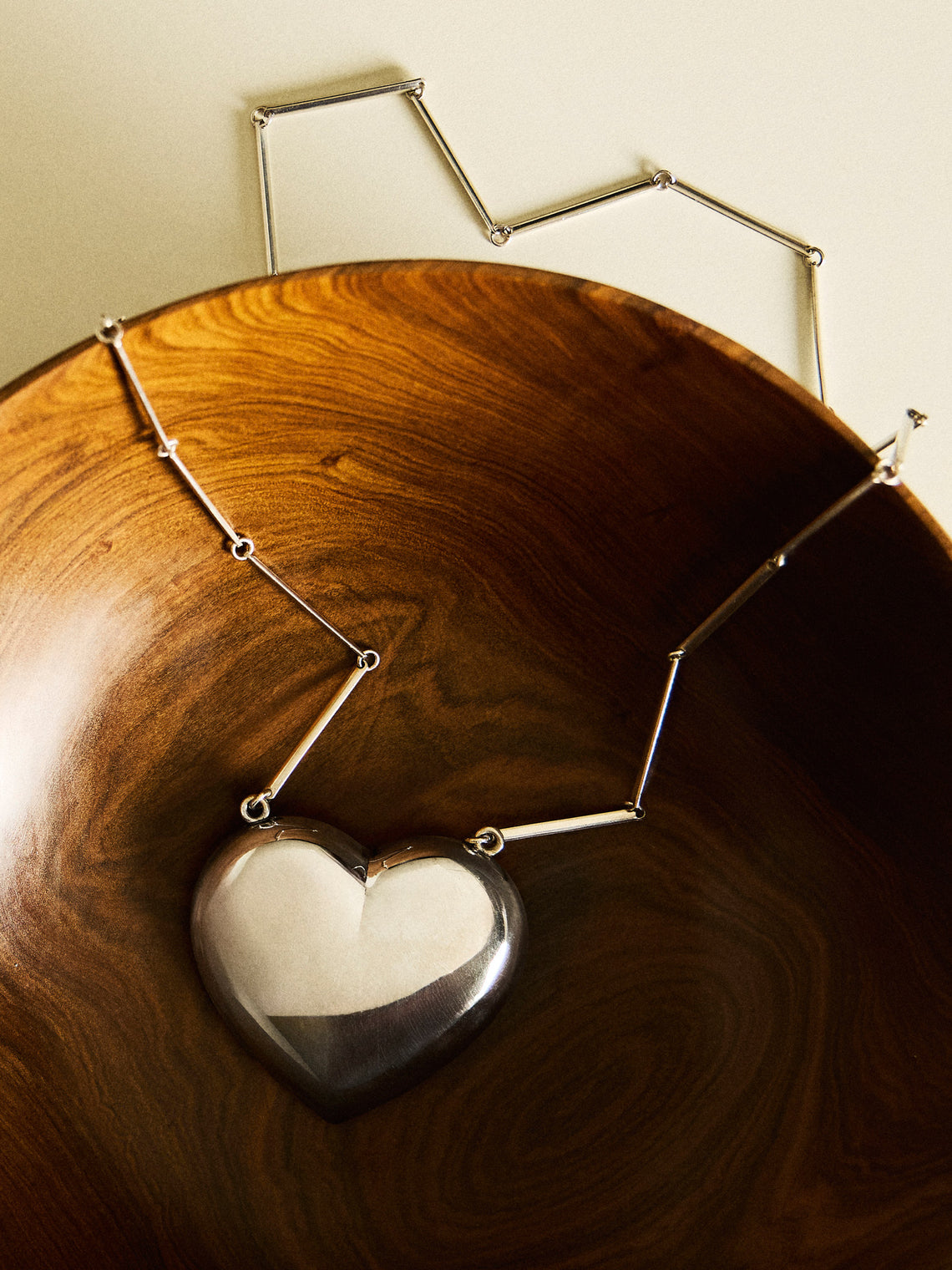 Mahnaz Collection - Vintage 1960 Hermann Siersbøl Danish Sterling Silver Heart Pendant Necklace - Silver - ABASK