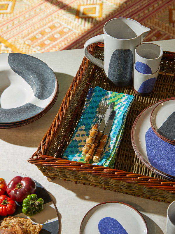 Gregory Parkinson - Aqua Foliage Block-Printed Cotton Napkins (Set of 6) -  - ABASK