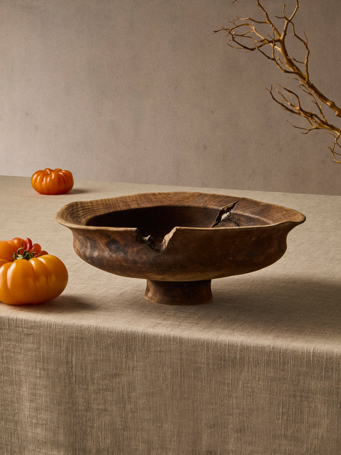 Iida Woodturning - Hand-Turned Oil-Finish Iron-Mordant Dogwood Tray (17.5in/44.5cm) - Brown - ABASK