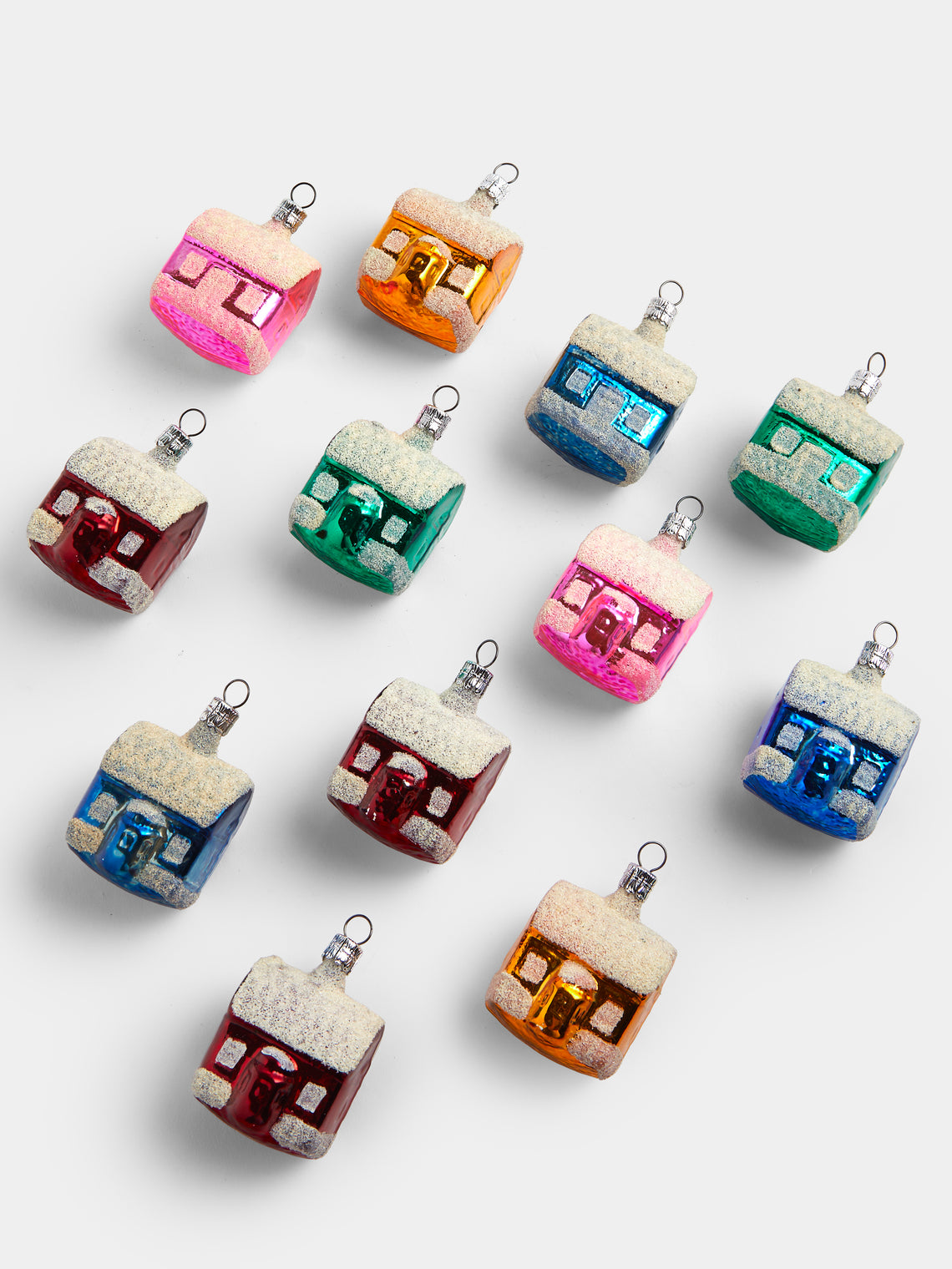 Antique and Vintage - Early-20th-Century Houses Glass Baubles (Set of 12) - Multiple - ABASK