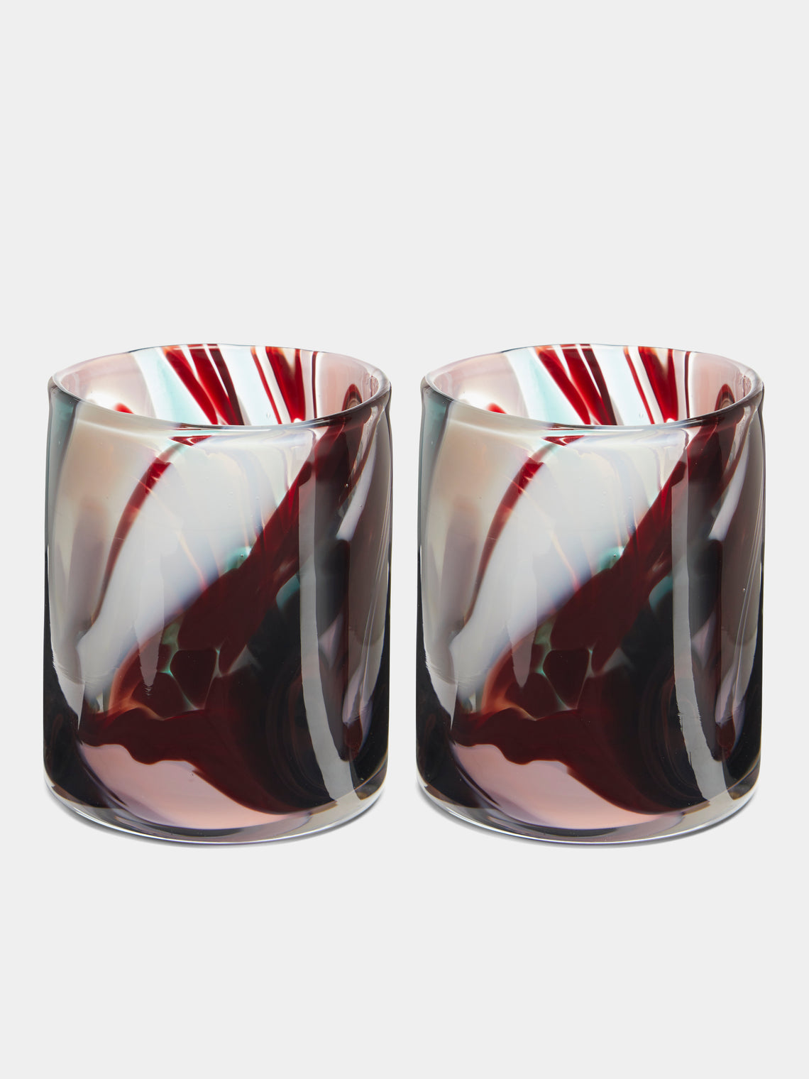The Glass Studio - Marbled Hand-Blown Glass Tumblers (Set of 2) - Multiple - ABASK 