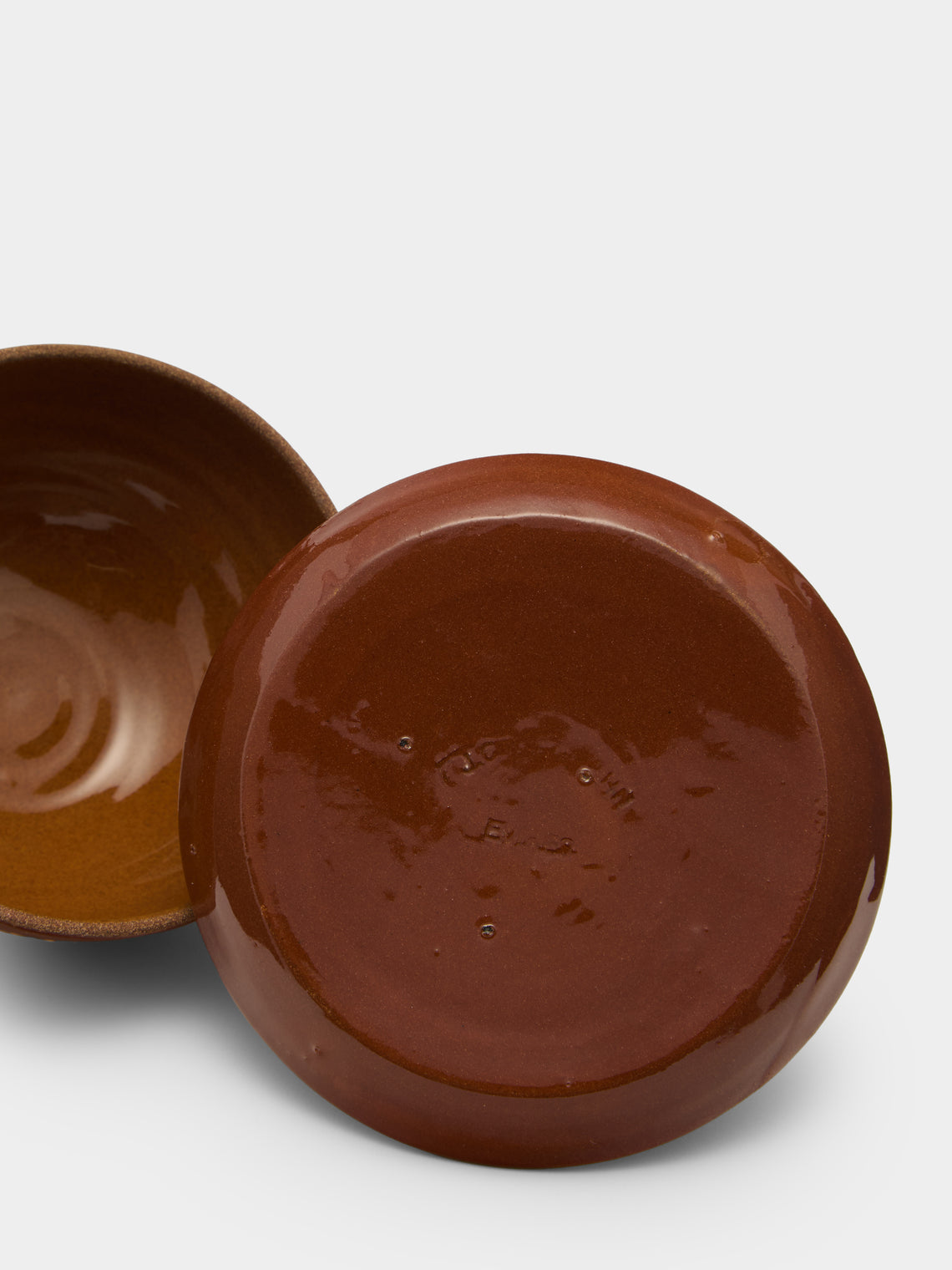 Poterie d’Évires - Flowers Hand-Painted Ceramic Small Lidded Butter Dish - Light brown - ABASK