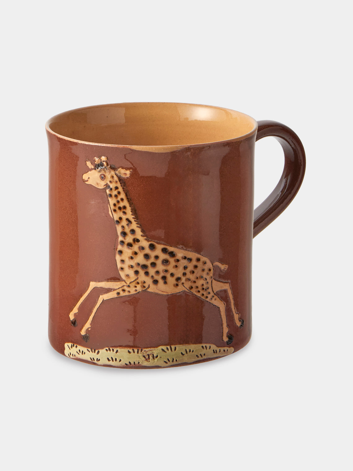 Poterie d’Évires - Animals Hand-Painted Ceramic Mugs (Set of 4) - Light Brown - ABASK