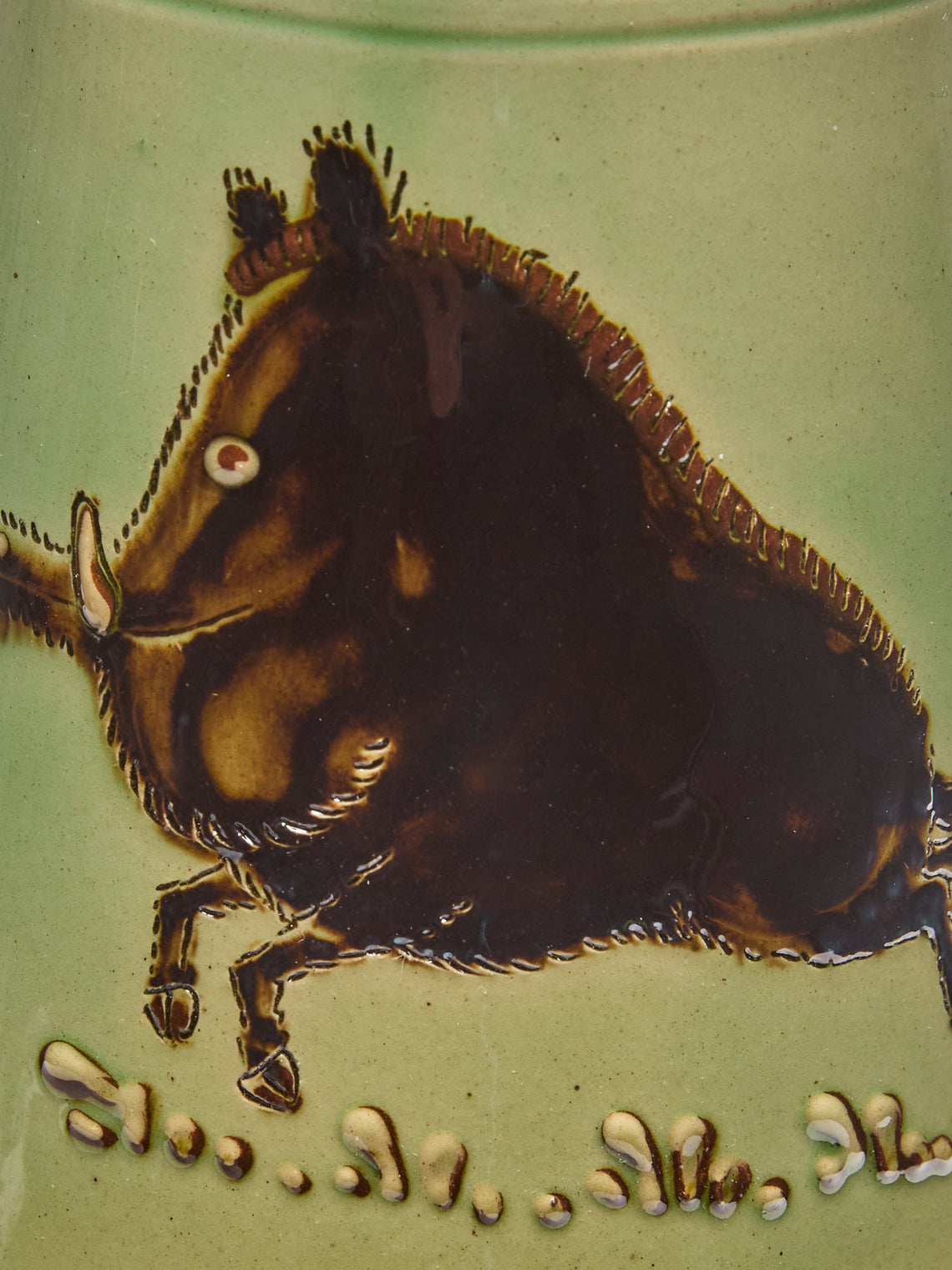 Poterie d’Évires - Boars Hand-Painted Ceramic Petite Milk Jug - Green - ABASK