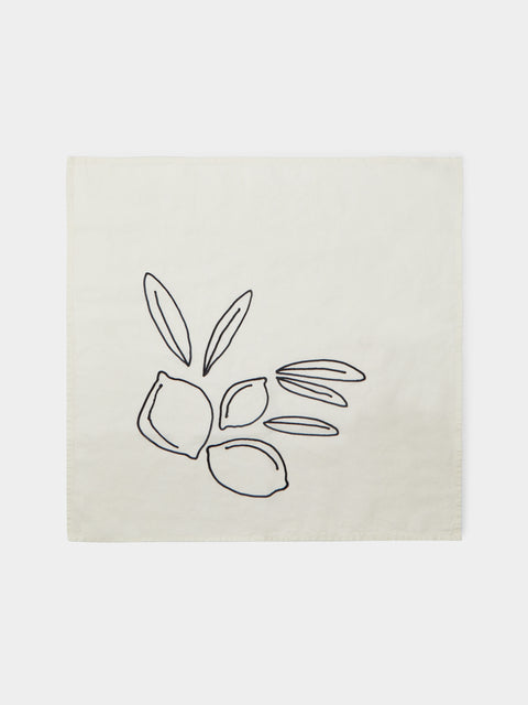Stamperia Bertozzi - Lemons Hand-Painted Linen Napkins (Set of 4) -  - ABASK - 