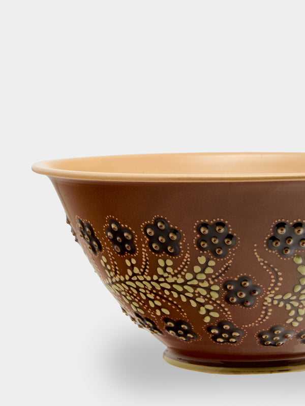 Poterie d’Évires - Flowers Hand-Painted Ceramic Petite Salad Bowl - Light brown - ABASK