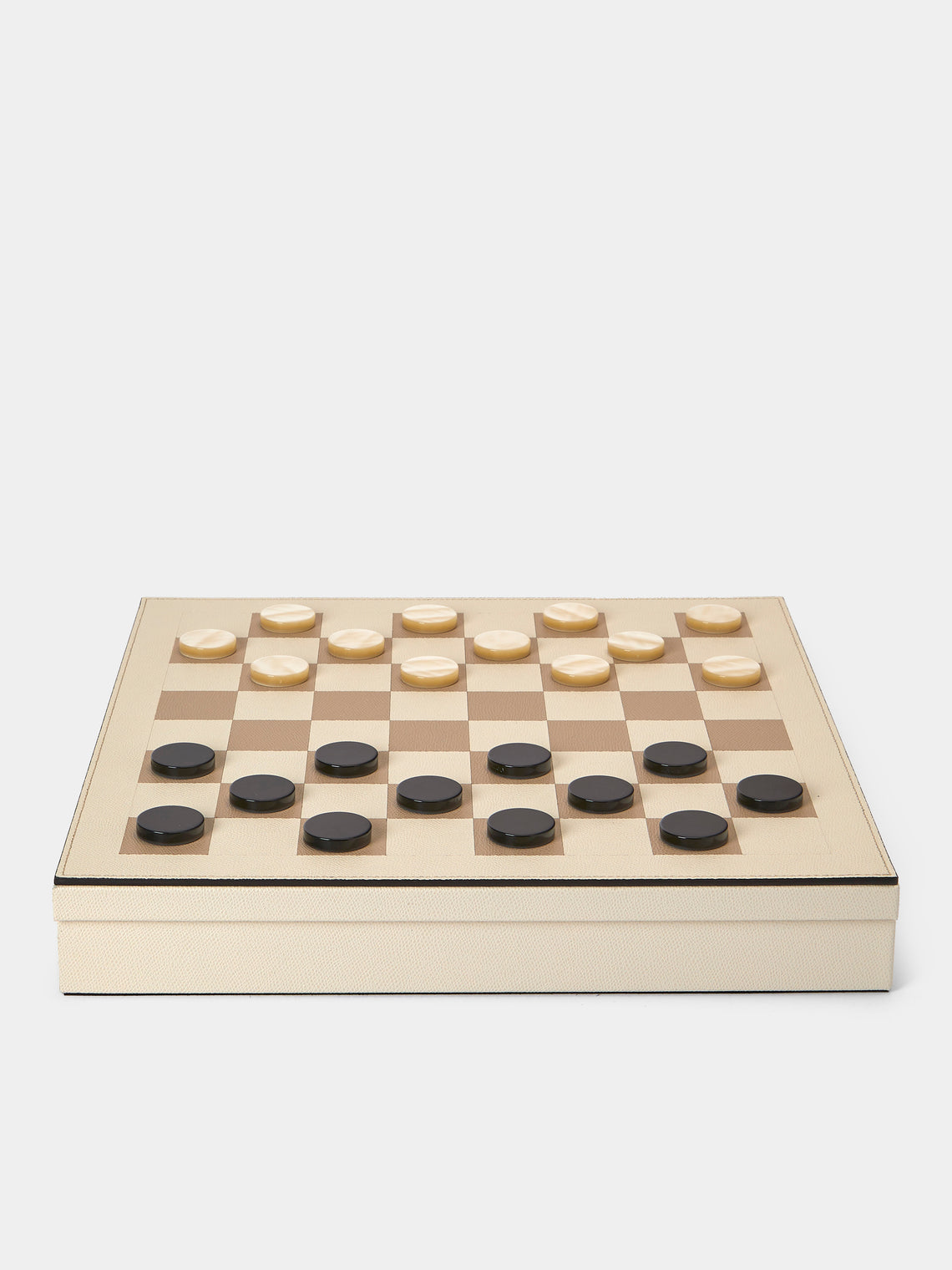 Pinetti - Leather Chess and Checkers Set - Cream - ABASK