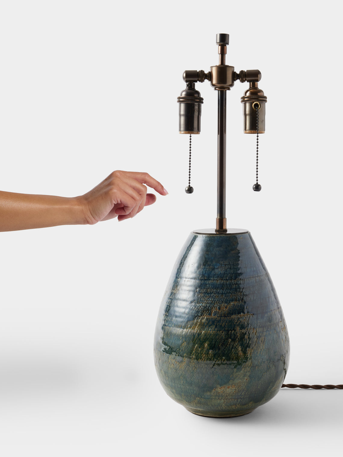 Peter Speliopoulos Projects - Hand-Glazed Stoneware Table Lamp - Blue - ABASK