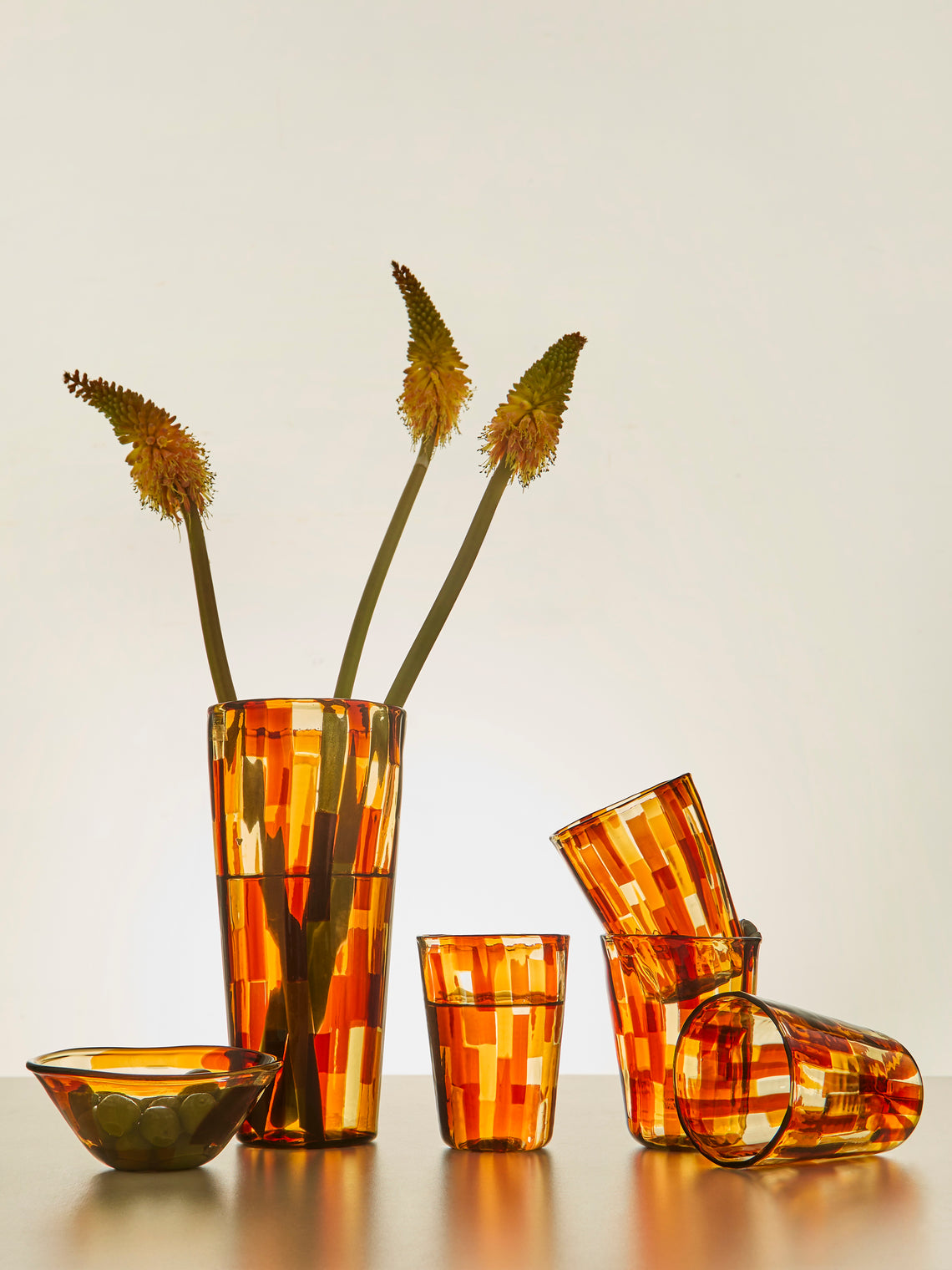 F&M Ballarin - Acquamarina Hand-Blown Murano Glass Tumblers (Set of 6) - Brown - ABASK