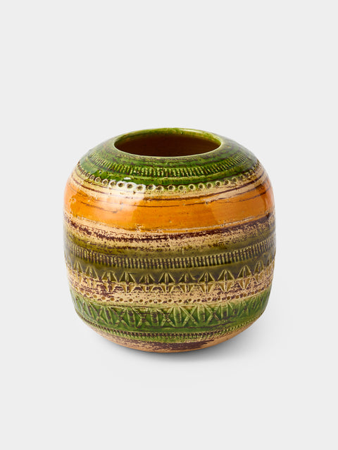 Antique and Vintage - 1950s Bitossi Ceramiche Sahara Ceramic Vase (6in/15cm) - Green - ABASK - 