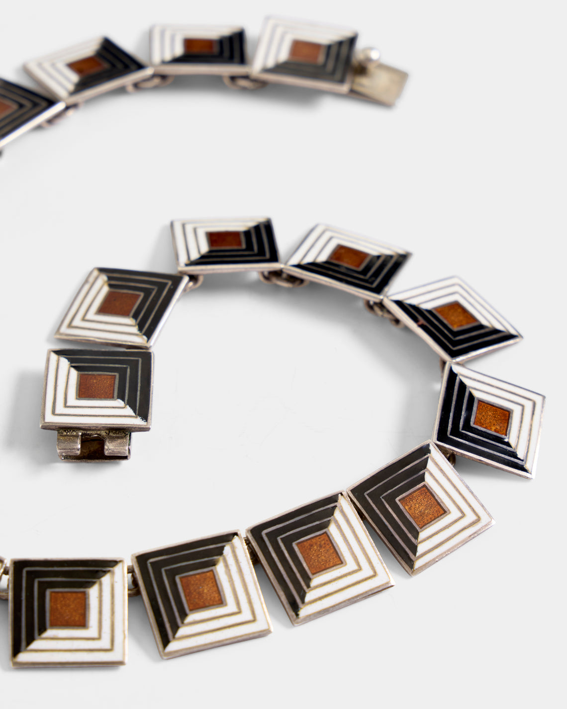 Mahnaz Collection - Women's Vintage 1950 Margot de Taxco Mexican Sterling Silver and Enamel Necklace - Silver - ABASK