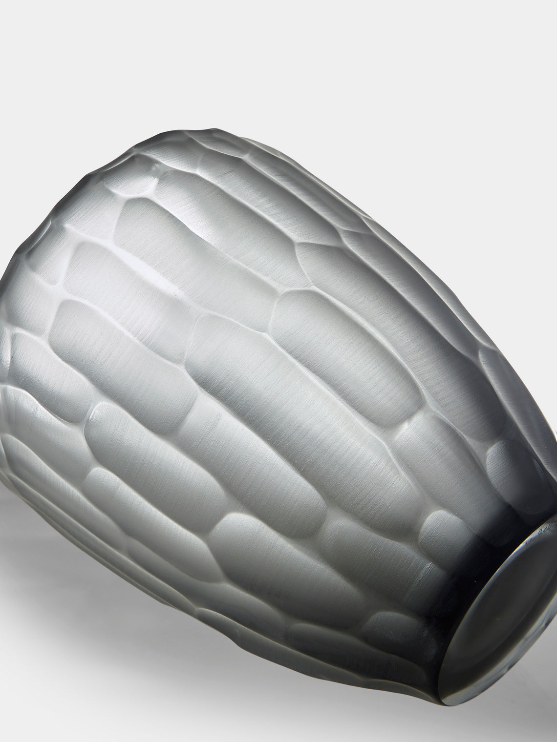 Micheluzzi Glass - Goccia Acciaio Bamboo Hand-Blown Murano Glass Vase (9in/23cm) - Gray - ABASK