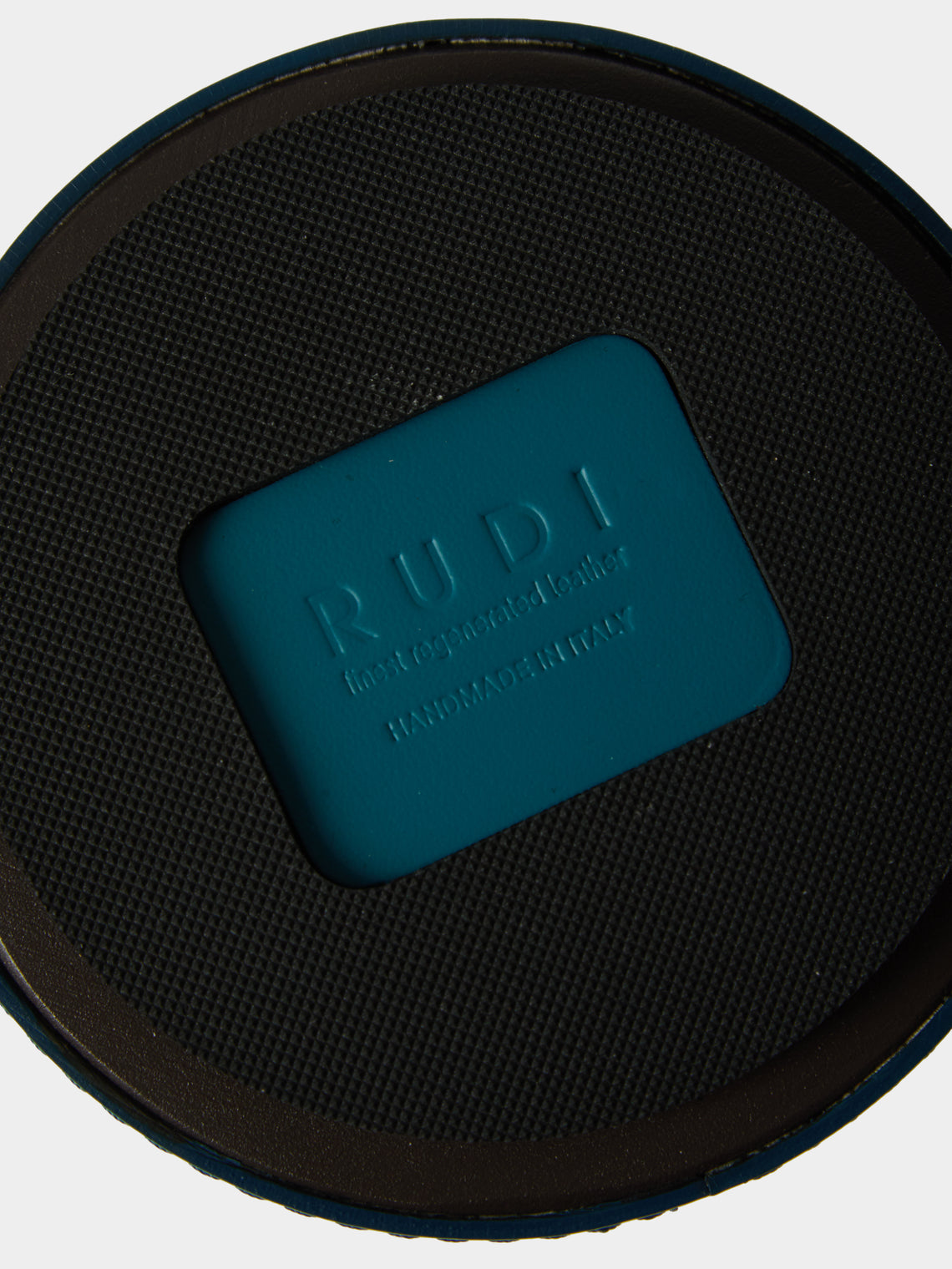 RUDI - | Set of 12 | Nautilus Leather Coasters with Holder - Blue - ABASK
