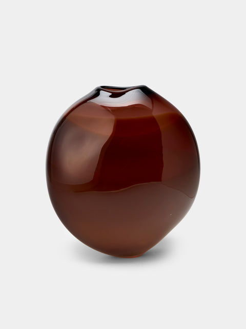 Michele Oberdieck - Burgundy Hand-Blown Glass Vase (12.5in/32cm) - Burgundy - ABASK - 