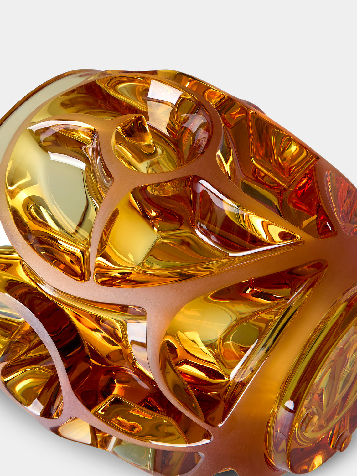 Lalique - Tourbillons Crystal Vase (8in/20.5cm) - Orange - ABASK