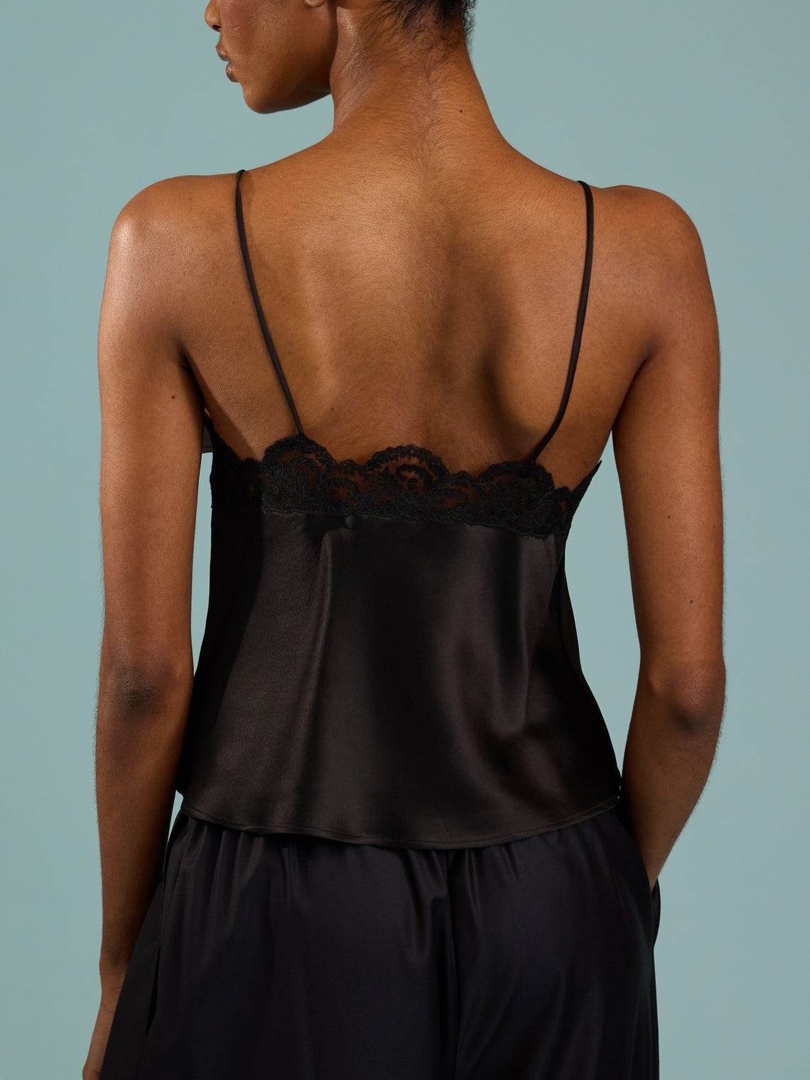 Loretta Caponi - Esmeralda Silk and Lace Top | Size: XS - Black - ABASK
