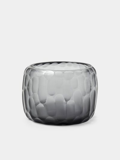 Micheluzzi Glass - Pozzo Acciaio Bamboo Hand-Blown Murano Glass Vase (6.5in/17cm) - Gray - ABASK - 