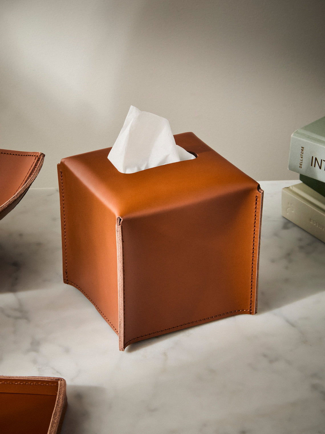 Rabitti 1969 - Amsterdam Leather Tissue Box - Orange - ABASK