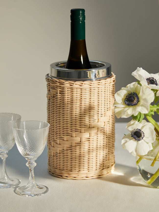 Mila Maurizi - Primula Handwoven Wicker and Steel Bottle Cooler -  - ABASK