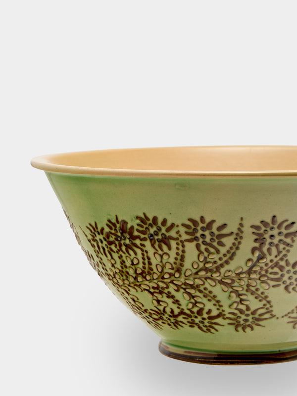 Poterie d’Évires - Flowers Hand-Painted Ceramic Petite Salad Bowl - Green - ABASK