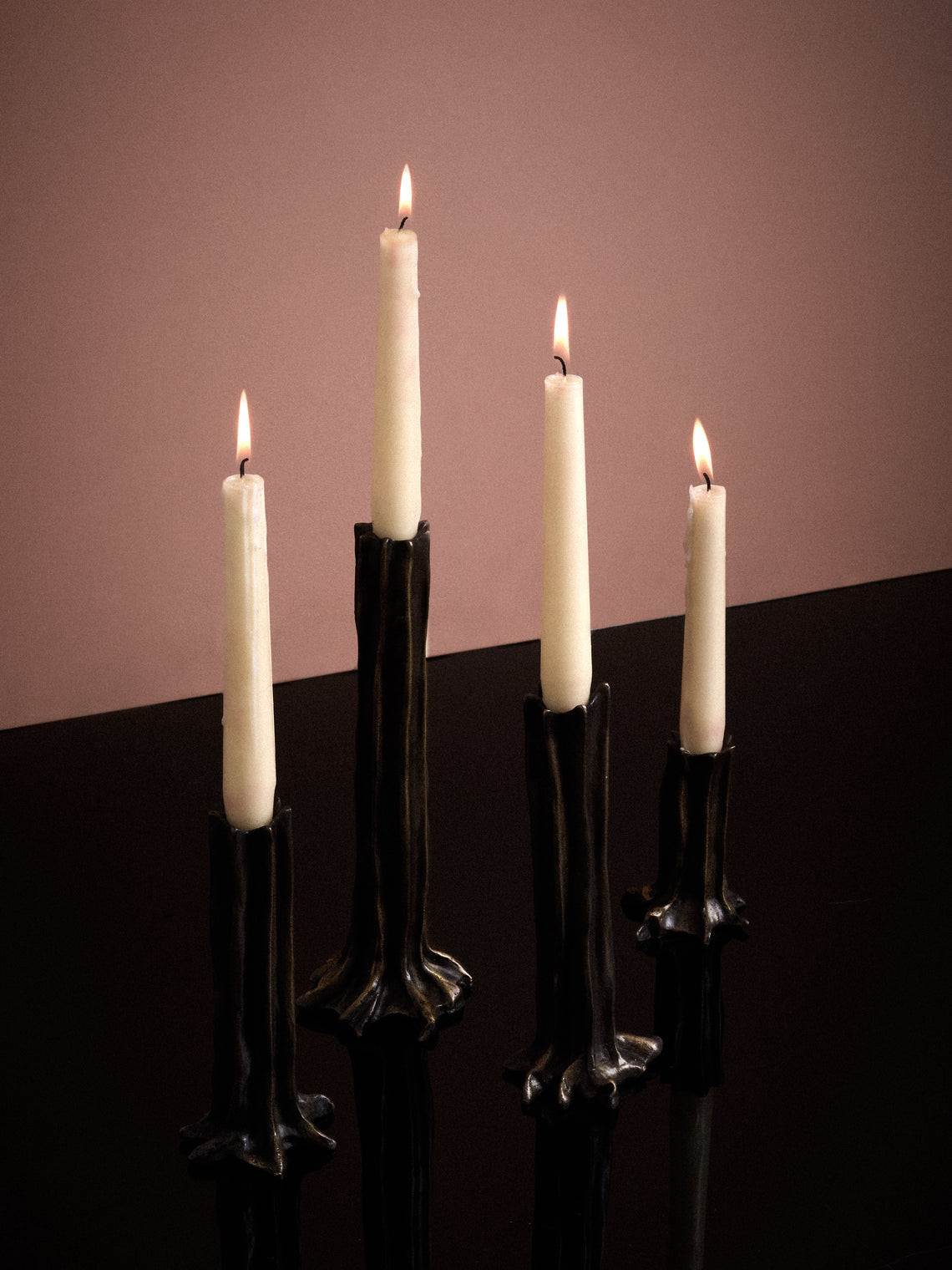 Studio Palatin - | Set of 4 | Arbor Bronze Candlesticks - Bronze - ABASK