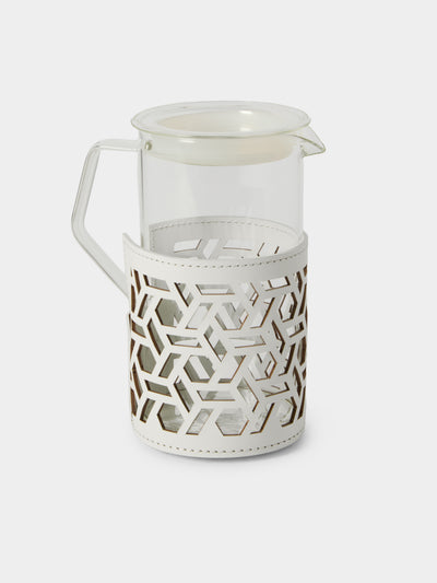 RUDI - Messina Leather and Glass Pitcher (25oz/0.75L) - White - ABASK - 
